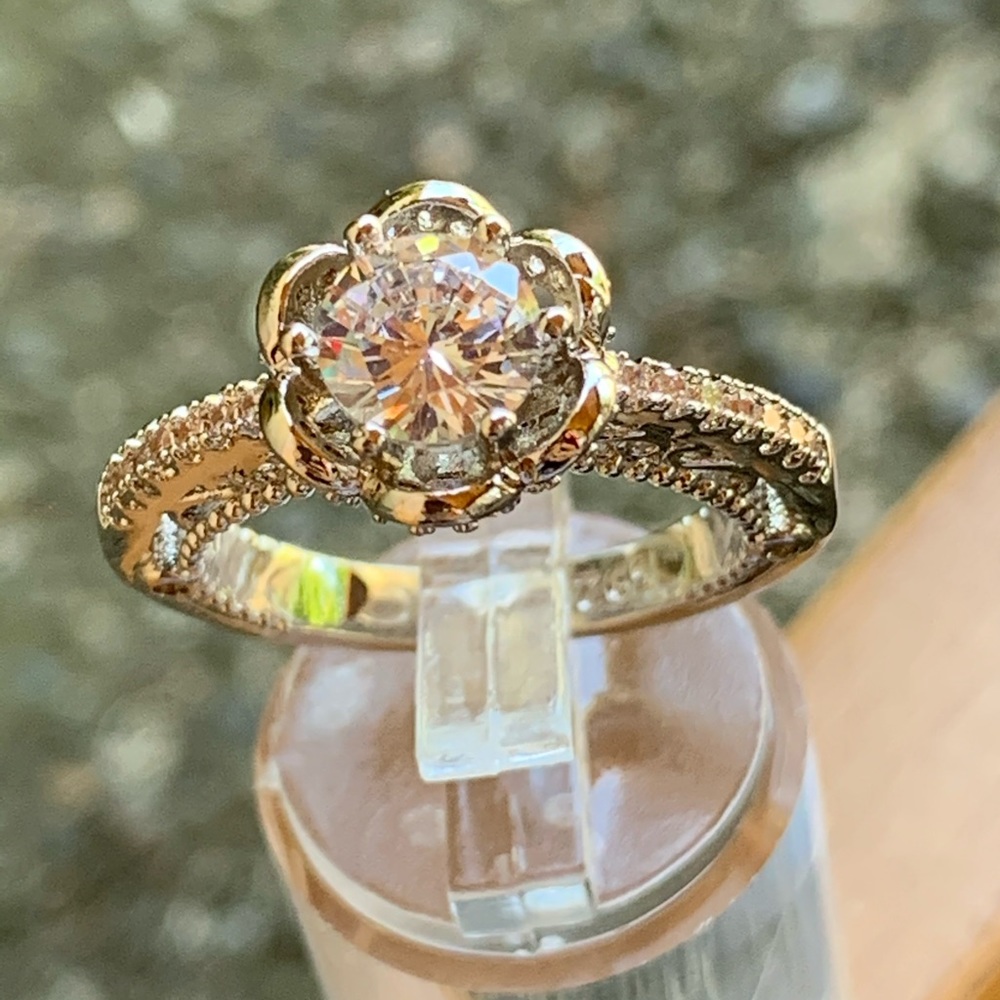 Silver Rings Round Cut White Sapphire Wedding